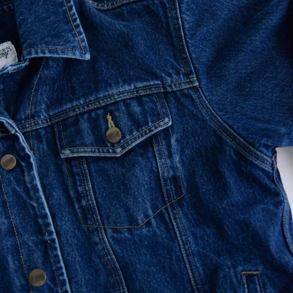 Vintage Northern Gataway Blue Denim Button Up Polar  Fleece Lined Jacket L - Picture 10 of 13